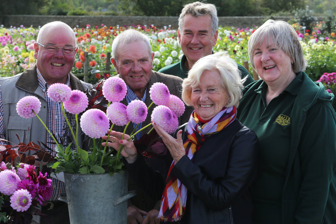 Photo of Lady Elsie Robson with dahlia Westerton Ella Grace and growers